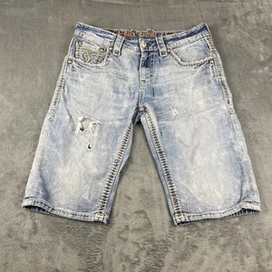 Vintage Rock Revival Distressed Denim Blue Jean Shorts Men's Size 34 LONG Norris - Picture 1 of 14