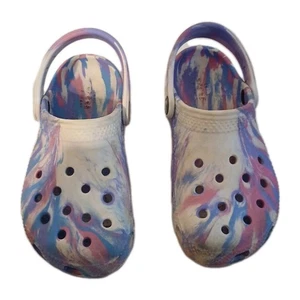 Crocs Kid's Unisex Classic Marbled Tie-Dye Clog White/Pink 12 purple - Picture 1 of 5