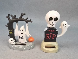 2 Halloween Light Sensor Perpetual Motion Figurines Ghost Skull Tombstone 2015 - Picture 1 of 15