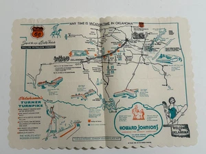 HOWARD JOHNSON'S 1950s Paper Placemat OKLAHOMA 50th Anniversary Phillips 66 - Picture 1 of 5