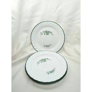 Set of 4 Corelle Callaway Ivy Dessert Salad Dessert Plates Swirl Green Rim 7" - Picture 1 of 8