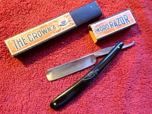 VINTAGE THE CROWN & SWORD STRAIGHT RAZOR ERN 1166 with NICE CASE GERMANY GERMAN - Bild 1 von 10