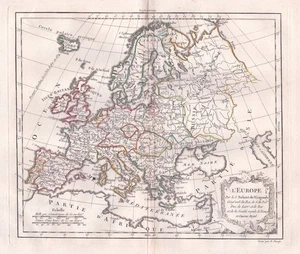 Europa Europa continente continente mapa mapa Robert Vaugondy 1780 - Imagen 1 de 1