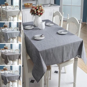 Cotton Linen Table Cloth Cover Rectangle Square Tablecloth Kitchen Dining Decor - Picture 1 of 48