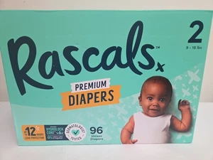 Rascal Friends Premium Diapers Size 2, 96 Count - Unisex New - Missing 1 - Picture 1 of 4