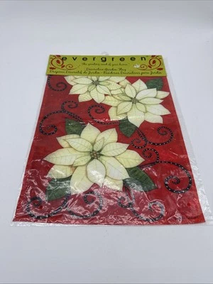 Evergreen Yard and Garden Flag NIB Poinsettia Polka Dots 12.5"x18" - Image 1 of 4