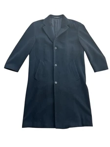 Vtg Hugo Boss Pure Wool Cashmere Coat Size 40R De Tomaso Black Long Trench - Picture 1 of 9