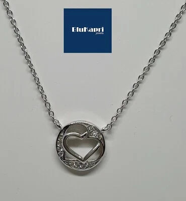 Ciondolo donna argento 925 con ziconi cuore - Immagine 1 di 4