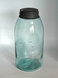 Ball Einmachglas Aqua Blau halbe Gallone Vintage 9 Zoll mit Zinkdeckel - Bild 1 von 8