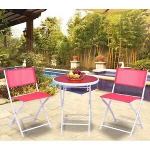 3 Pieces Patio Furniture Set Folding Balcony Outdoor Bistro Chair Sets