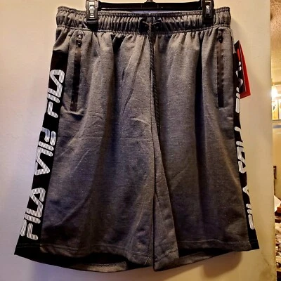 全新带标签 FILA 运动抓绒现代舒适短裤灰色男式 L 码全新 45 美元 — 第 1/4 张图片