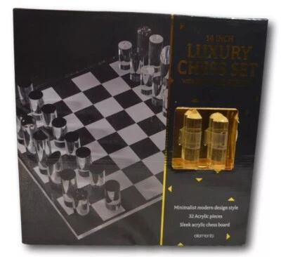 Elements Minimalist Modern 14" Luxury Chess Set 32 Acrylic Pieces NIB - Image 1 of 2