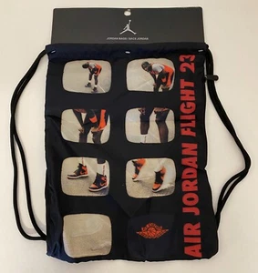 Nike Air Jordan Flight 23 Drawstring Bag Sac Gym Side Zipper Black Bred 1 85 NEW - Picture 1 of 5
