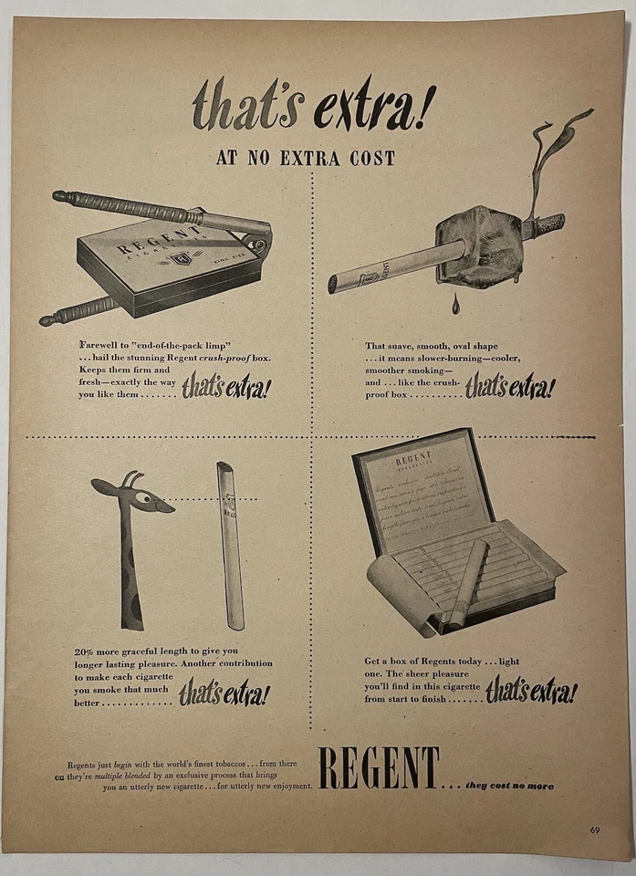 1946 Regent Cigarettes Vintage Print Ad Advertisement  - Imagem 1 de 1