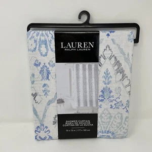 Ralph Lauren Watercolor Shower Curtain Blue White Gray 100% Cotton 70X72 - Picture 1 of 4