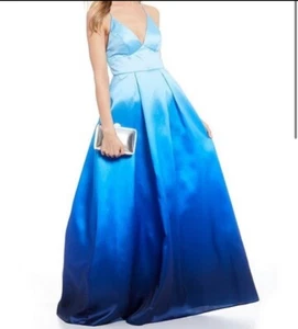 Bee Darlin Abendkleid Kleid Ombre Blau Lang Ärmellos Offener Rücken 5/6 Neu - Bild 1 von 11