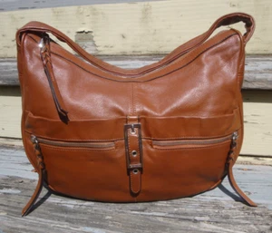 B MAKOWSKY Brown Leather Handbag Satchel Boho Hobo Tote Purse Large Shoulderbag - Picture 1 of 12