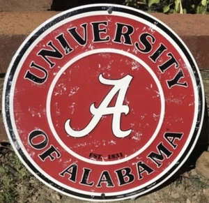 ALABAMA 12" ROUND METAL SIGN CRIMSON TIDE BAMA ROLL TIDE MAN CAVE , new - Picture 1 of 3