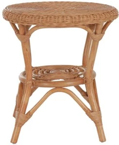 Rattan-Tisch Ø 50 cm/Beistelltisch Rund/Couchtisch/ Kaffeetisch (Terracotta) - Bild 1 von 2