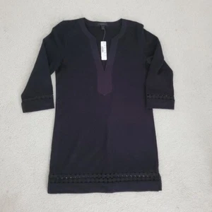 NWT J. Crew Black Embroidered 3/4 Sleeve Tunic Dress szS - Picture 1 of 13