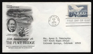 #1721 13c Peace Bridge, Art Craft-PCS FDC **ANY 5=FREE SHIPPING** - Picture 1 of 1