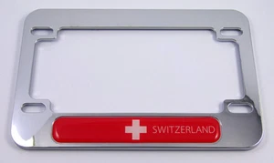 Switzerland Swiss flag Motorcycle Bike ABS Chrome Plated License Plate Frame - Foto 1 di 2