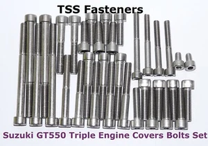 Suzuki GT550/GT 550 Triple Engine Cover Bolts Set - Stainless Steel - Picture 1 of 2