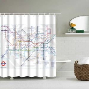 for Subway Map Bathroom Waterproof Fabric Shower Curtain Set 12 Hook 71 I - Bild 1 von 8