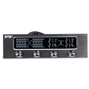 Multi-Function CPU 4 Channel Fan Controller Speed Adjuster LCD Cool Front Panel - Picture 1 of 12