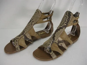 YSL YVES SAINT LAURENT FLOWER 05 PYTHON SKIN SUEDE GLADIATOR SANDALS WOMEN'S 38 - Picture 1 of 12