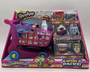 Shopkins Small Mart Shopping Cart Pink Exclusive Shopkins Cart NEW 6 mini packs - Picture 1 of 10