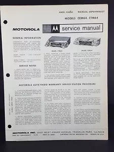 Motorola 1964 Chevy Chevelle. Manual de servicio de radio automática Bel-Air modelo CEM64 - Imagen 1 de 2