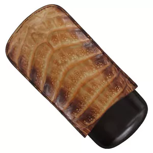 Tampa Fuego Natural Leather Cigar Case Exotic Genuine Crocodile 2 Sides - Picture 1 of 4