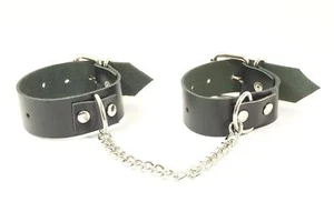 Puños de muñeca de cuero real MicheleX MXB386 con eslabón de cadena 30 cm X 2,5 cm X 0,2 cm - Imagen 1 de 2