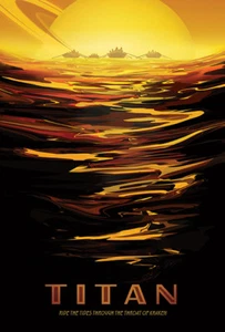 NASA - Titan - Ride The Tides Through The Throat Of Kraken Fantasy Travel Poster - Picture 1 of 1