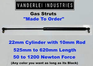 Gas Struts MADE TO ORDER 22mm Cylinder 10mm Rod 525~620mm Length 50~1200N Force - Picture 1 of 10