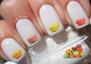 Macaron Nail Art Stickers Transfers Decals Set of 58 - A1037 - Picture 1 of 1