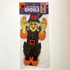 Vintage Halloween Witch Eureka Glittering Ghouls 24" Hanging Tissue Decoration - Picture 1 of 9