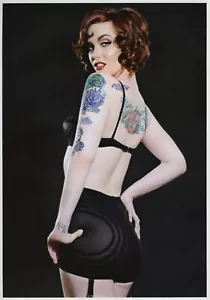 Inked Tattoo Girl Pinup Babe Vintage Lingerie - Magazine Photo Print AD 1 Page - Picture 1 of 1