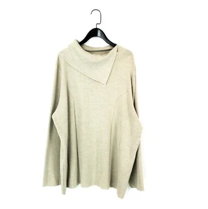 Luisa Viola Beige Marl Asymmetric Roll Neck Panelled Wool Blend Jumper - Size XL - Picture 1 of 12