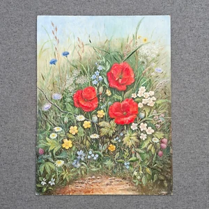 Pintura al óleo original prado silvestre flores paisaje a bordo vintage c1990 16x12 - Imagen 1 de 12