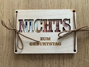 Geldgeschenk „NICHTS zum Geburtstag“ Geldverpackung Gutscheinverpackung - Bild 1 von 2