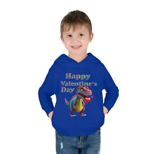 Happy Valentine's Day Dinosaur Toddler Unisex Pullover Fleece Hoodie Personalize - Picture 1 of 65