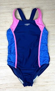 Speedo Girls Swimsuit Blue Pink Size Small 0105 - Picture 1 of 7