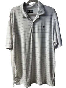 Callaway Opti-Dri Poloshirt Performance Golf feuchtigkeitsableitend weiß gestreift Herren XL - Bild 1 von 8