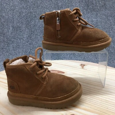Botas UGG Niños 11 Neumel II Marrón Oveja Con Cordones Planas Tobillo Top 1017320T Foto 1 de 4
