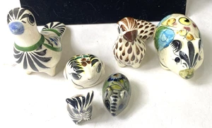 6 Tonala Mexico Pottery Animal figurines Birds, owl, pigs, frog - Picture 1 of 3