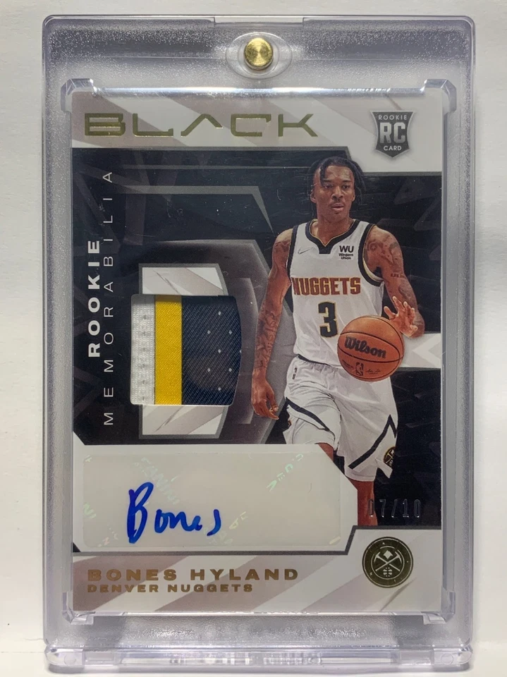 BONES HYLAND RC 2021-22 PANINI BLACK ROOKIE PATCH AUTO GOLD /10 Denver Nuggets - Image 1 of 2
