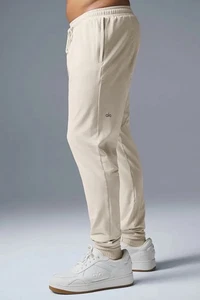 Alo Conquer Revitalize Pants Mens Small Bone Drop-Crotch Tapered Stretch Jogger - Picture 1 of 16