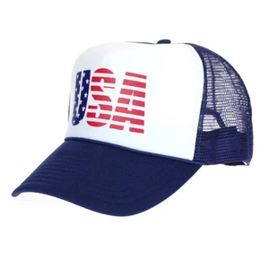 American Flag Patriotic USA Classic 5 Panel Mesh Snap Back Trucker Hat (USA N... - Picture 1 of 5
